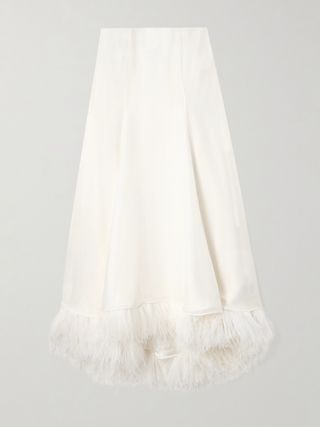 Renee Feather-Trimmed Silk-Satin Skirt