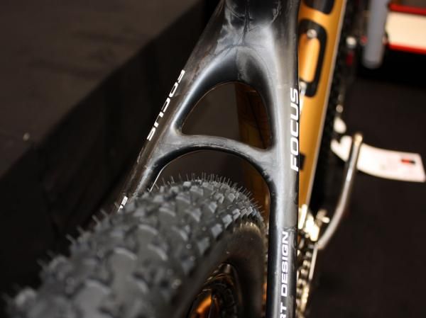 The carbon stays on the Raven hardtail frame leave a generous amount of room for wider rubber.