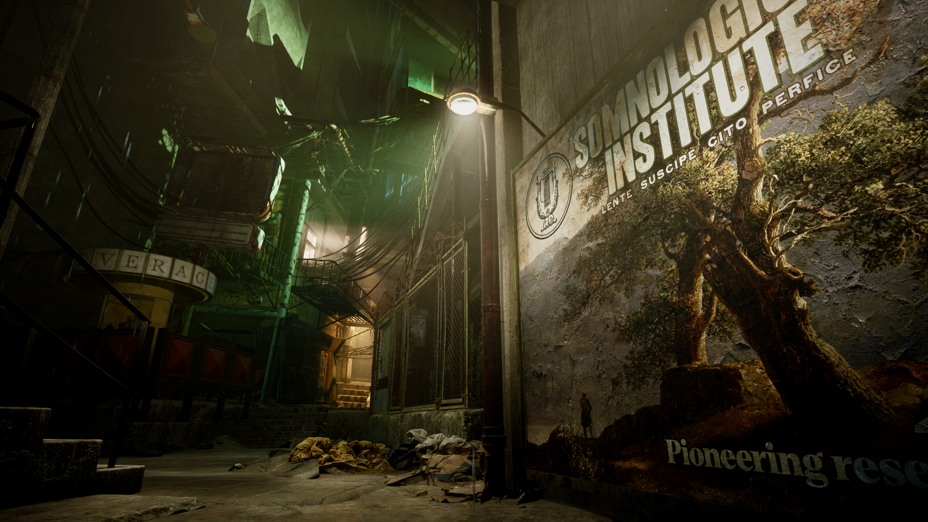 A screenshot shows a dirty street and an advertisement for a sleep doctor.