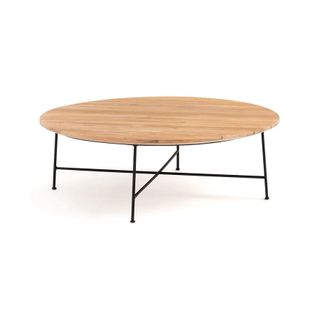 A teak outdoor round table