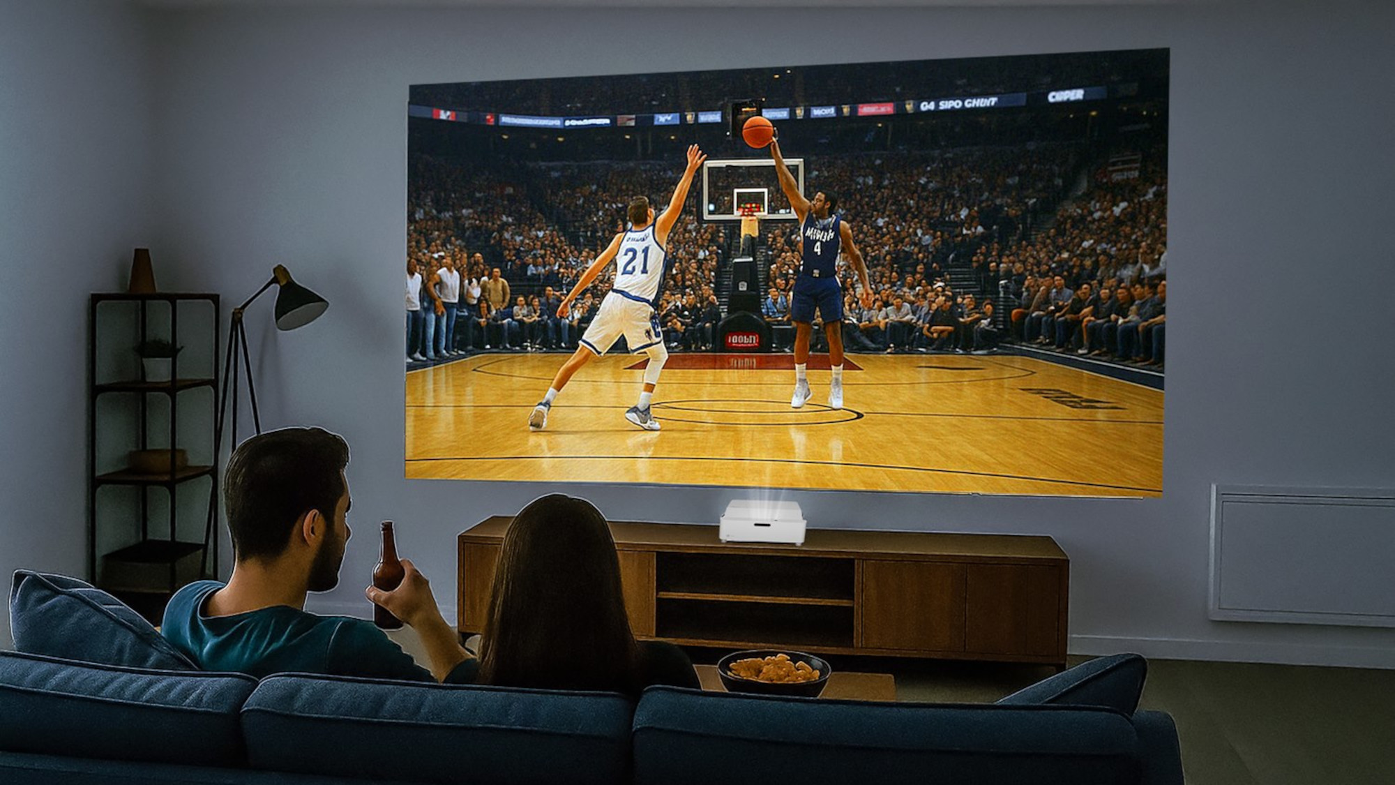 Optoma GT4000UHD on stand in living room
