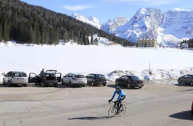 Bradley Wiggins in the Dolomites.