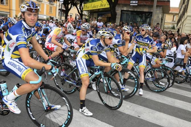 Vacansoleil-DCM riders on the start line in Cosenza