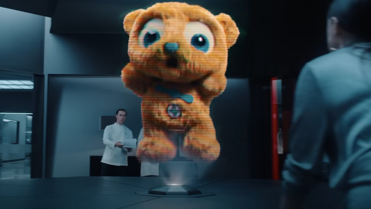A cute holographic bear mascot on Netflix.