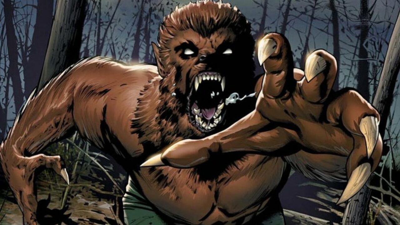A screenshot of Werewolf by Night advancing towards the reader from a Marvel comic