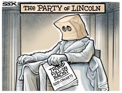 Political Cartoon U.S. Racist tweet Republicans Lincoln Trump