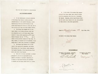 The German instrument of surrender, signed on May 8, 1945.