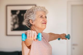 a photo of a senior woman exercising