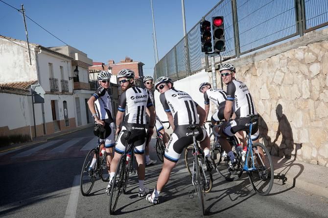 The Giant-Shimano team take a break