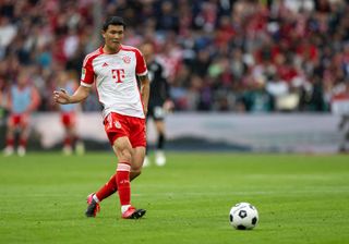 Kim Min-jae of Bayern Munich in action during the Bundesliga match between FC Bayern München and FC Augsburg at Allianz Arena on August 27, 2023 in Munich, Germany.