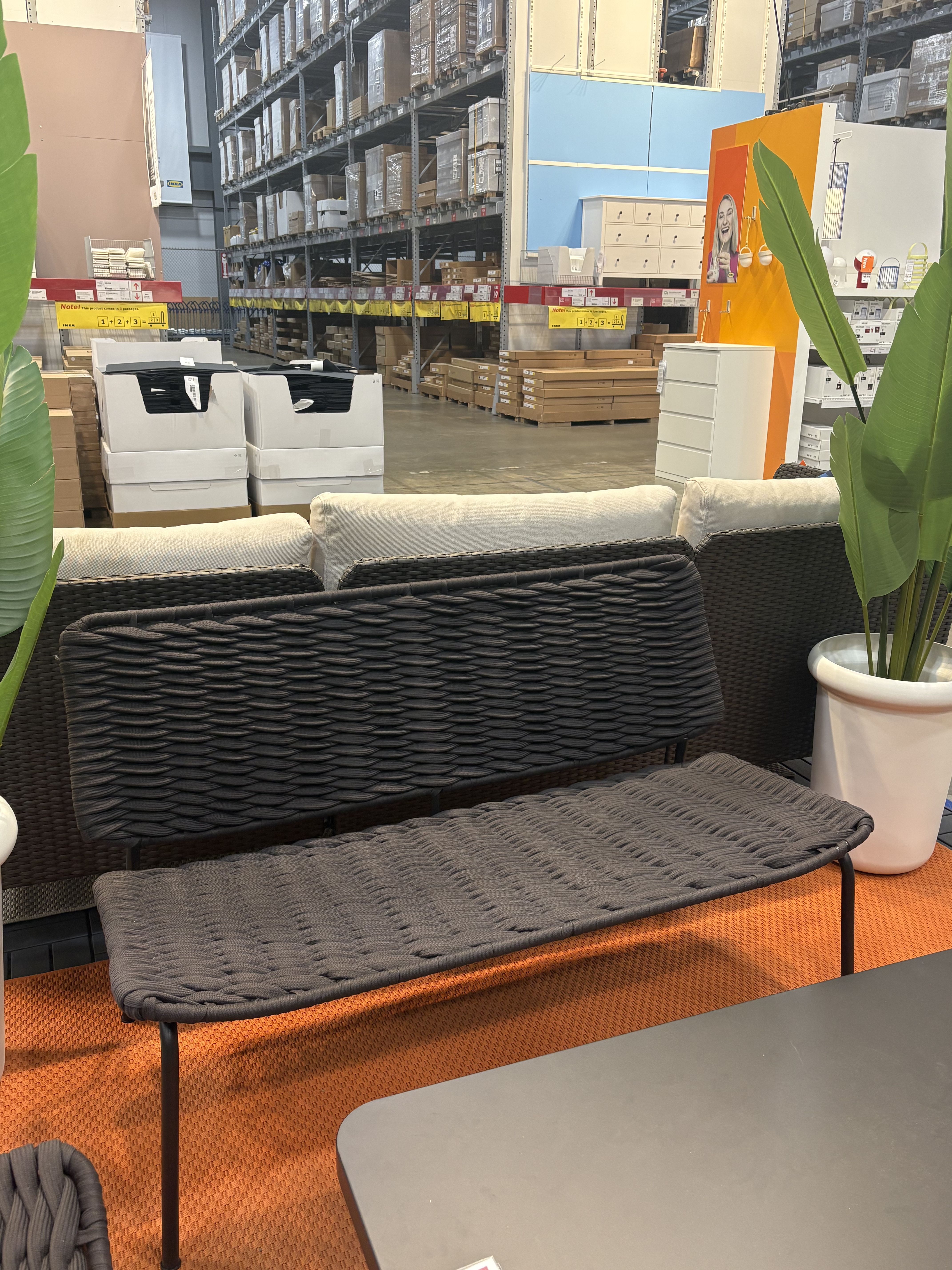 black rope sofa from ikea in a showroom