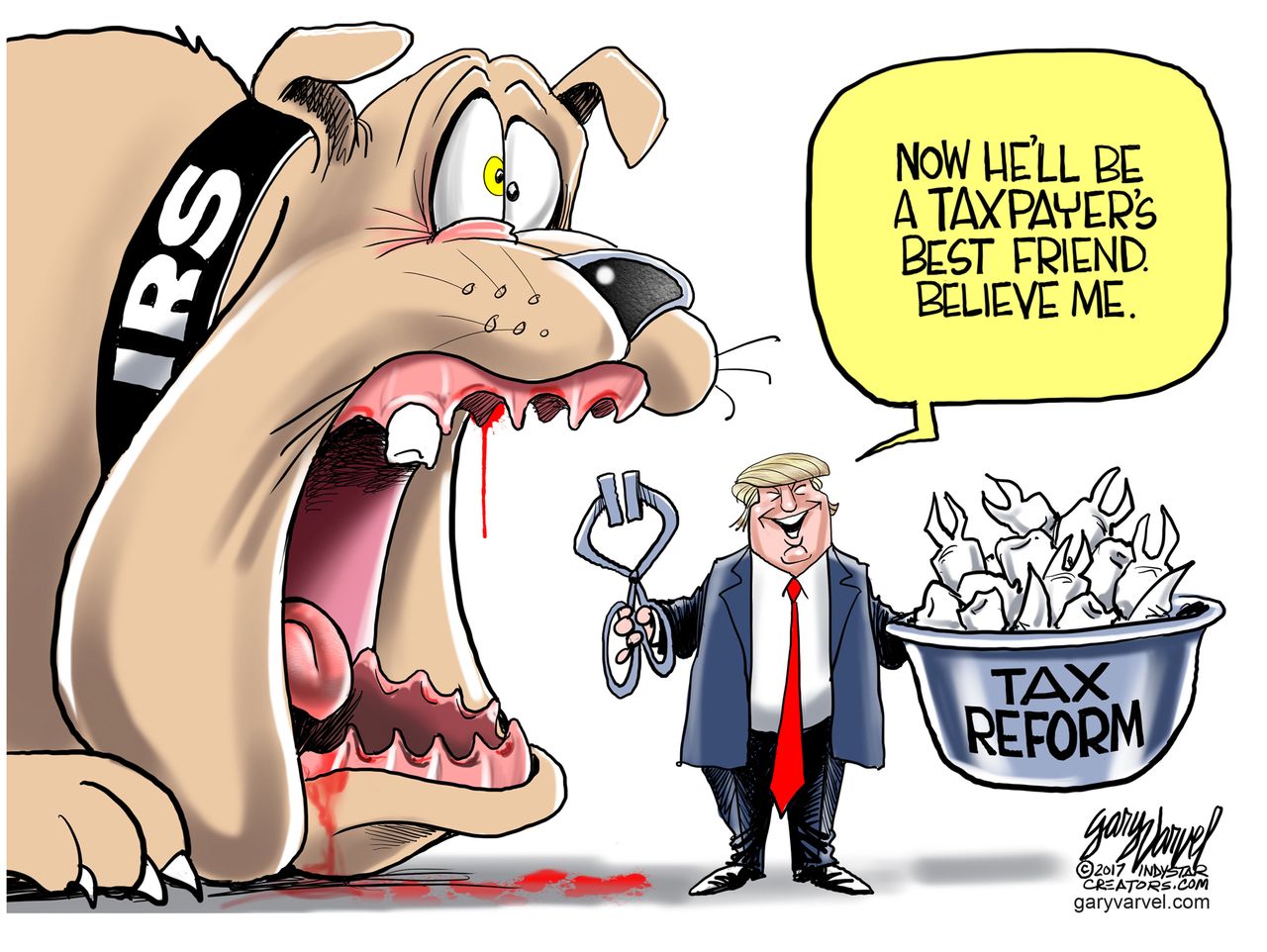 Political Cartoon U.S. IRS tax reform Trump