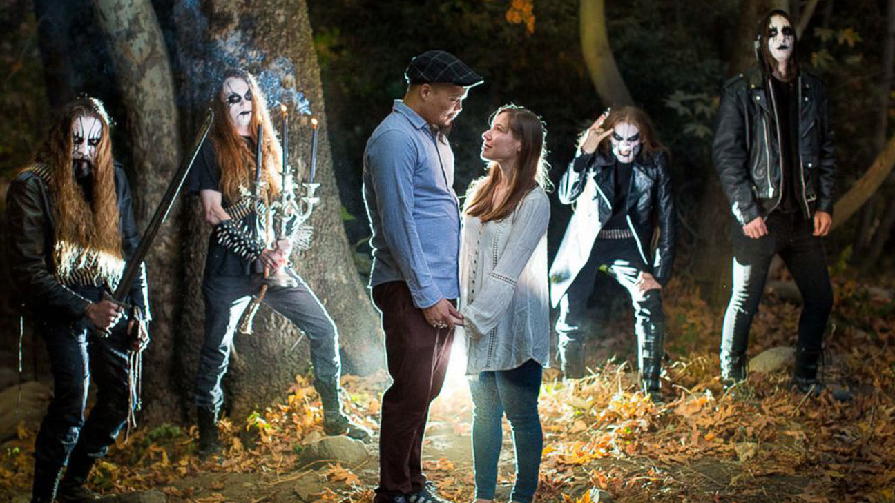 A picture of black metal band Coldvoid and the happy couple