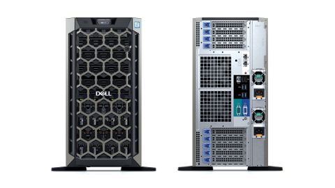 The front and rear of the Dell EMC PowerEdge T640 tower server