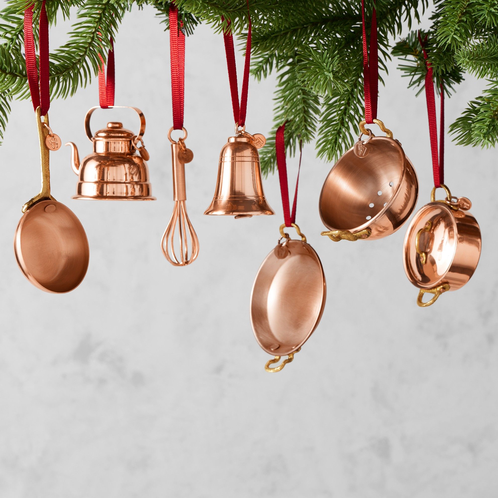 Mini copper cookery utensil Christmas decorations