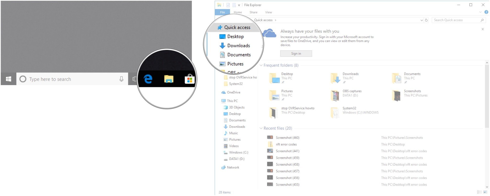 Launch File Explorer. Click Downloads.