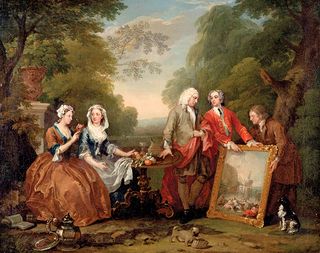 Conversation Piece (Portrait of Sir Andrew Fountaine with Other Men and Women), by William Hogarth, approx 1730-1735