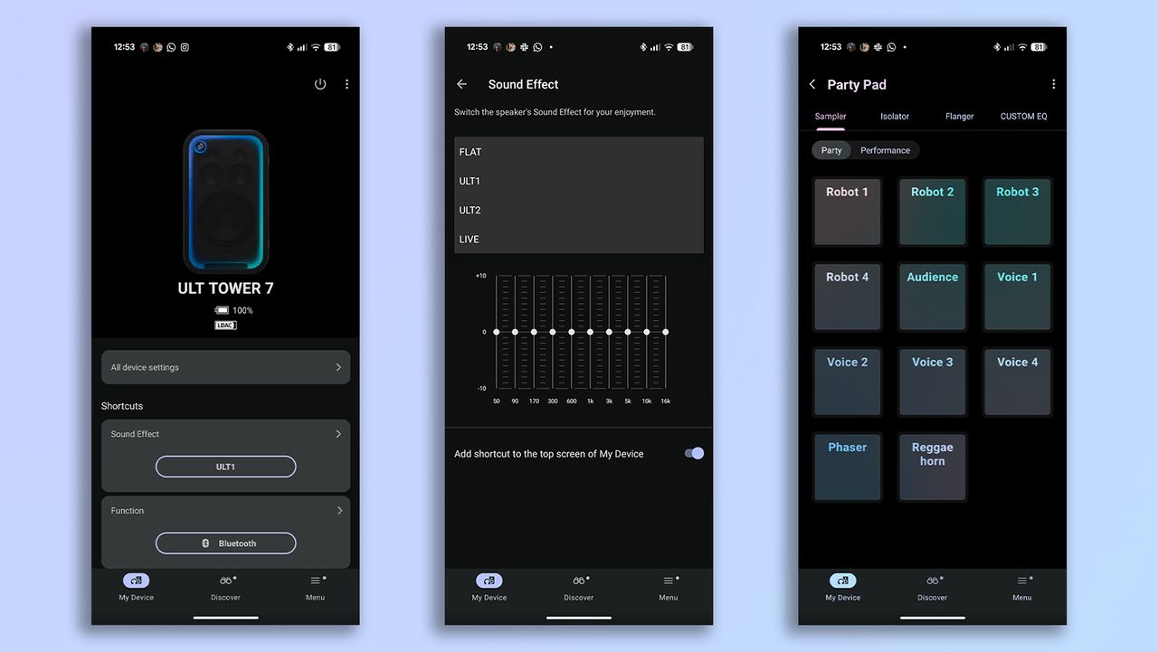 Sony Sound Connect app screenshots