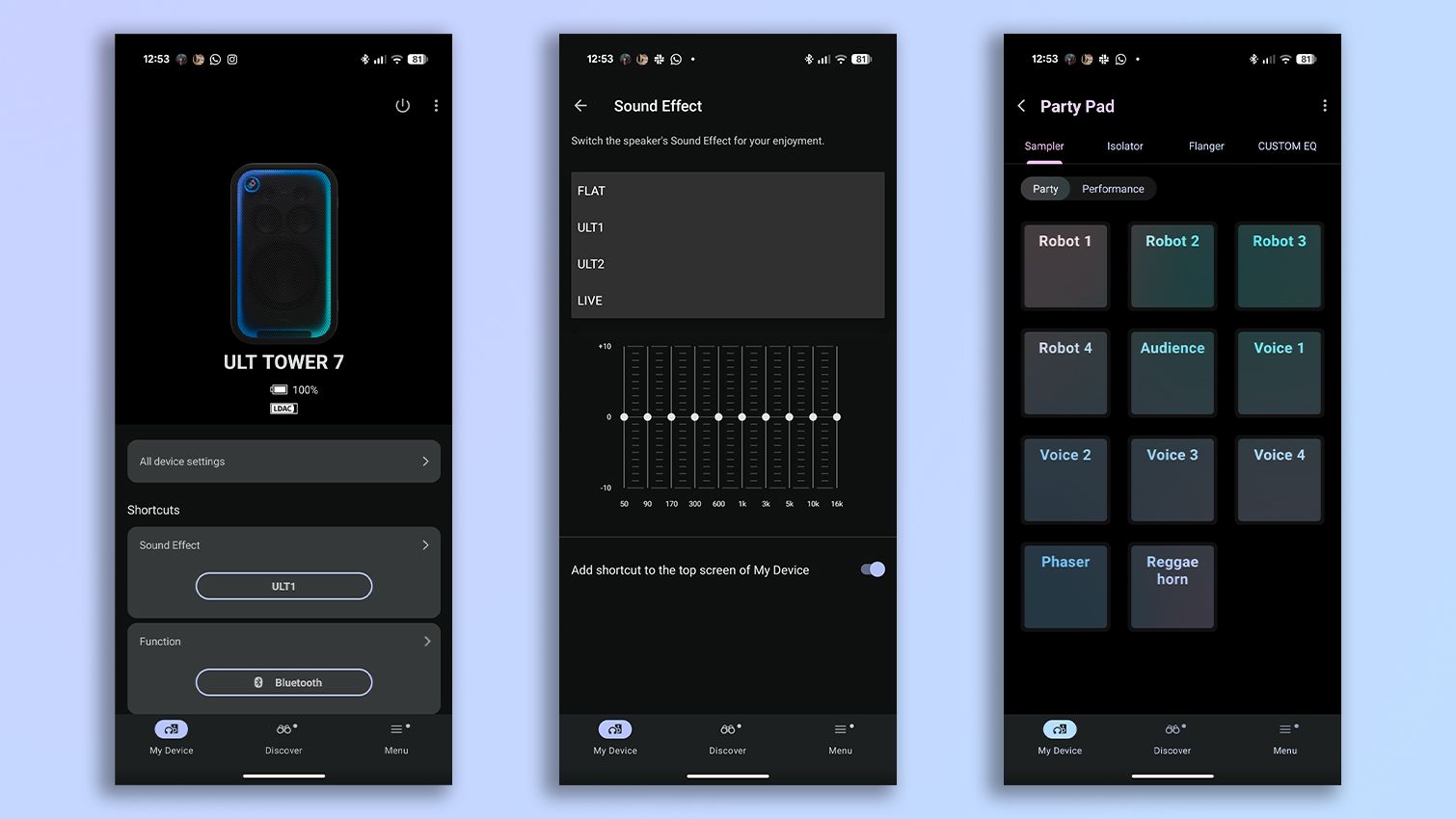 Sony Sound Connect app screenshots