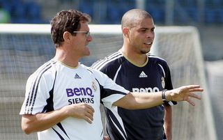 MADRID, SPAIN - SEPTEMBER 20: Fabio Capello and Ronaldo during a Real Madrid training session at Real's Valdebebas sports facility on September 20, 2006 in Madrid, Spain (Photo by Angel Martinez/Real Madrid via Getty Images)