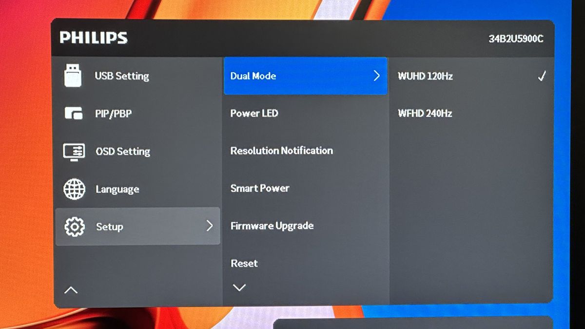 The Philips 34B2U5900C 5K2K monitor in a home office during our testing