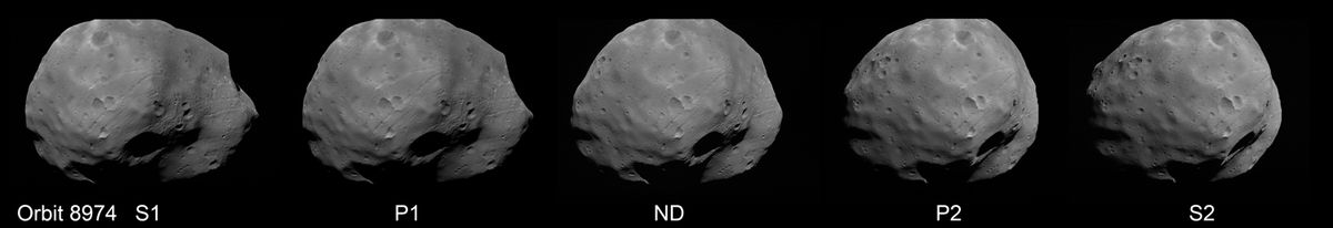 Phobos Five Channels on Mars Express&#039; High Resolution Stereo Camera