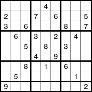 An unsolved sudoku.