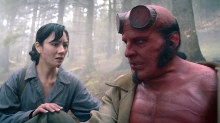 (L-R) Adeline Rudolph and Jack Kesy in "Hellboy: The Crooked Man" (2024).