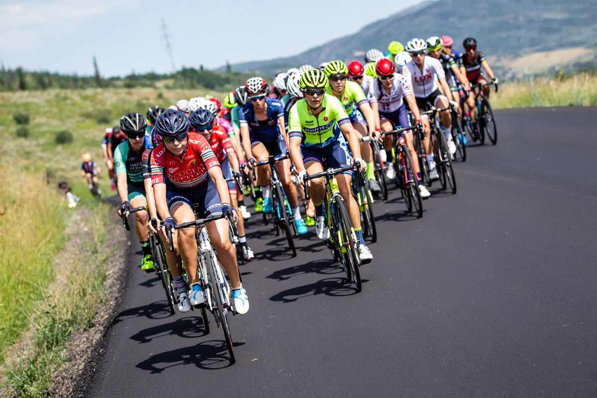 The womens peloton on stage 1 of the Colorado Classic on August 22, 2019 in Steamboat Springs, Colorado.