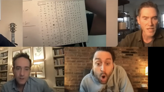 Kieran Culkin reacting to Pedro Pascal's letter grid for line-learning