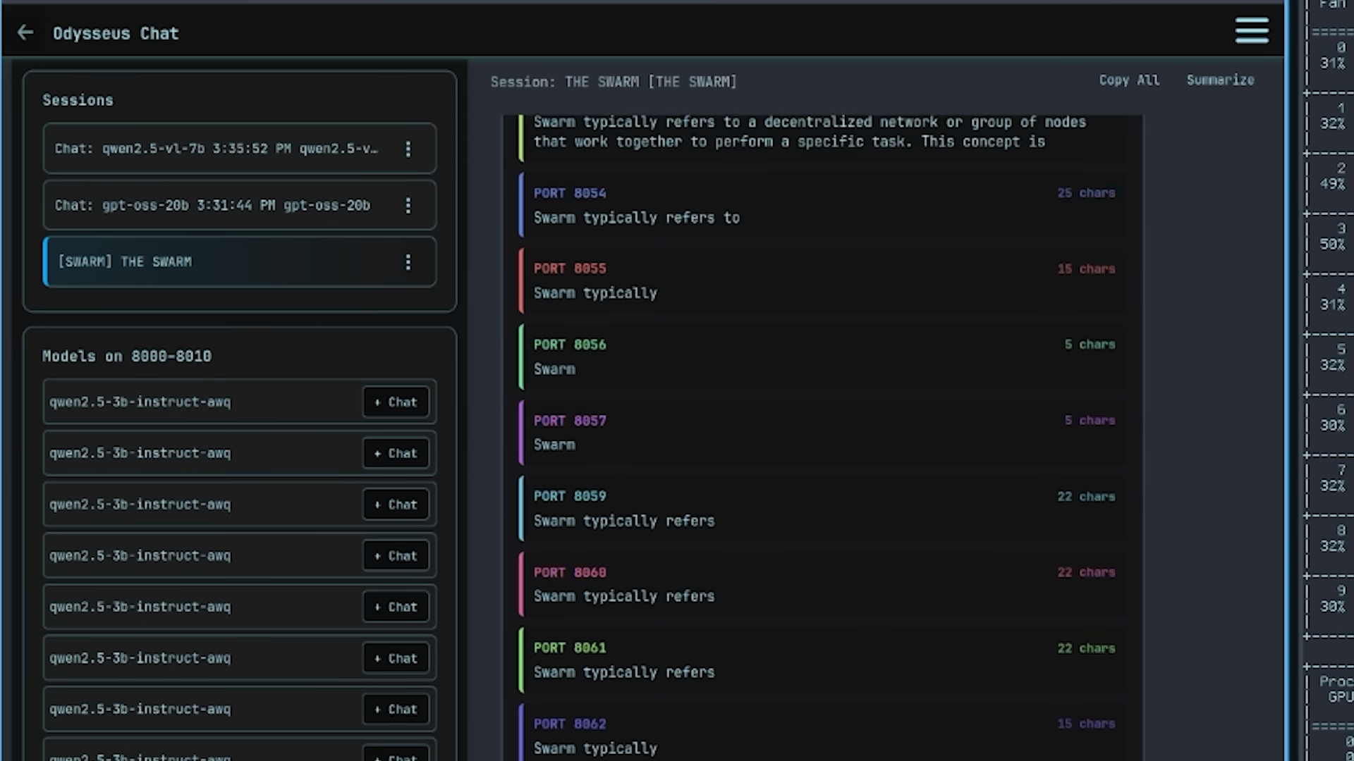 "The Swarm" of chatbots answering at the same time