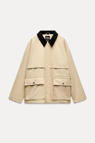 Padded Jacket With Corduroy Collar