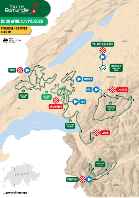 Tour de Romandie route map 2026