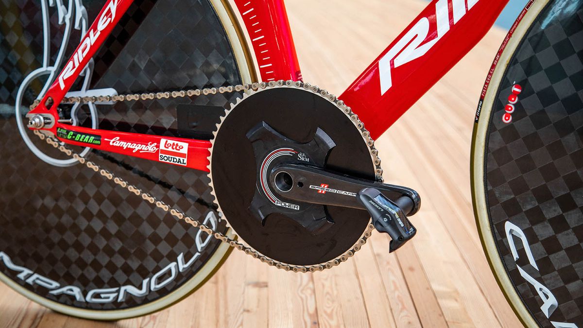 An SRM power meter will measure the effort and Campenaerts will run a 58-63 tooth chainring dependent on conditions