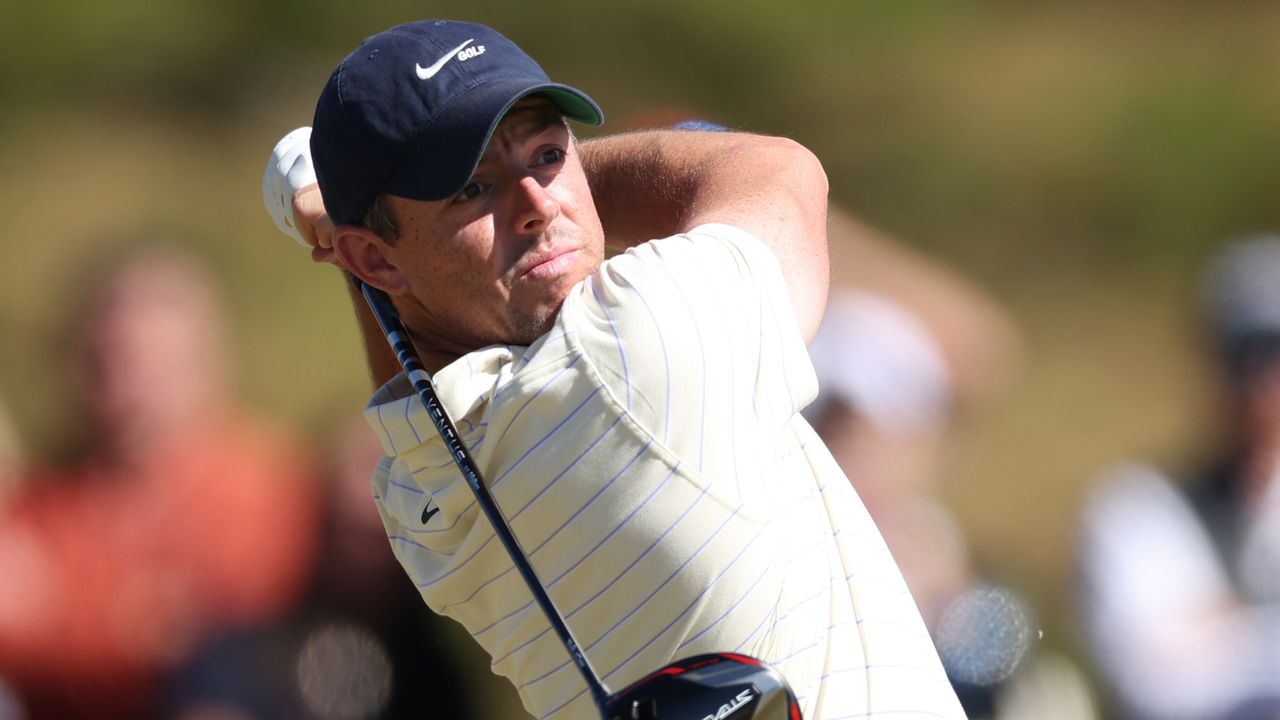 Rory McIlroy takes a shot during the 2022 CJ Cup in South Carolina