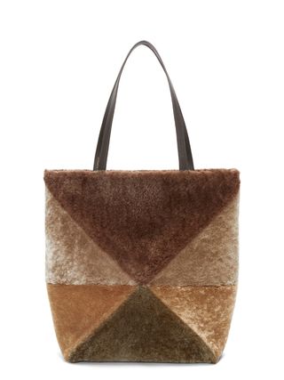 Large Puzzle Fold Tote in Shearling