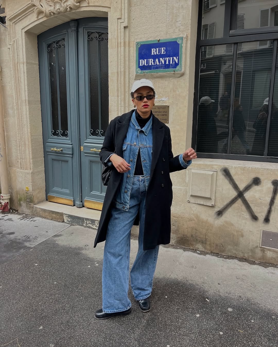 French Coat Jeans Boots Outfits