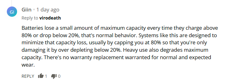 A comment by Giin on the Pixel 10 battery issue article.