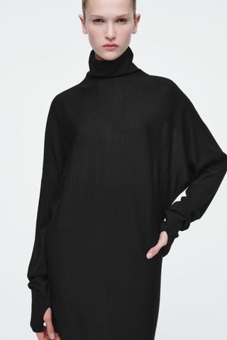 The Funnel-Neck Merino Wool Dress