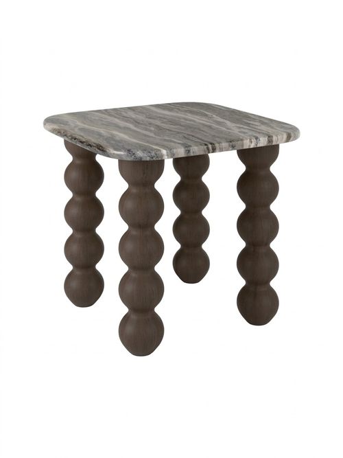Lyndi Marble Side Table With Oak Legs