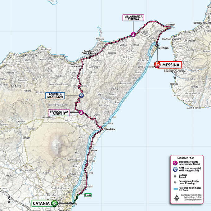 The maps of stage 5 of the Giro d'Italia