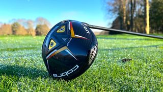 Cobra LTDx LS Driver and its very cool carbon clubhead that features the stunning orange and gold detailing on its sole