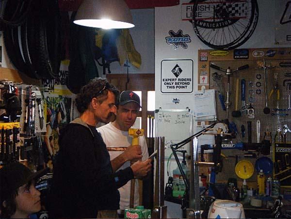 Tom Ritchey after the race at Flavio's Adventure Store shopping for tires for the next stop on his adventure - riding the tandem with his wife Martha.