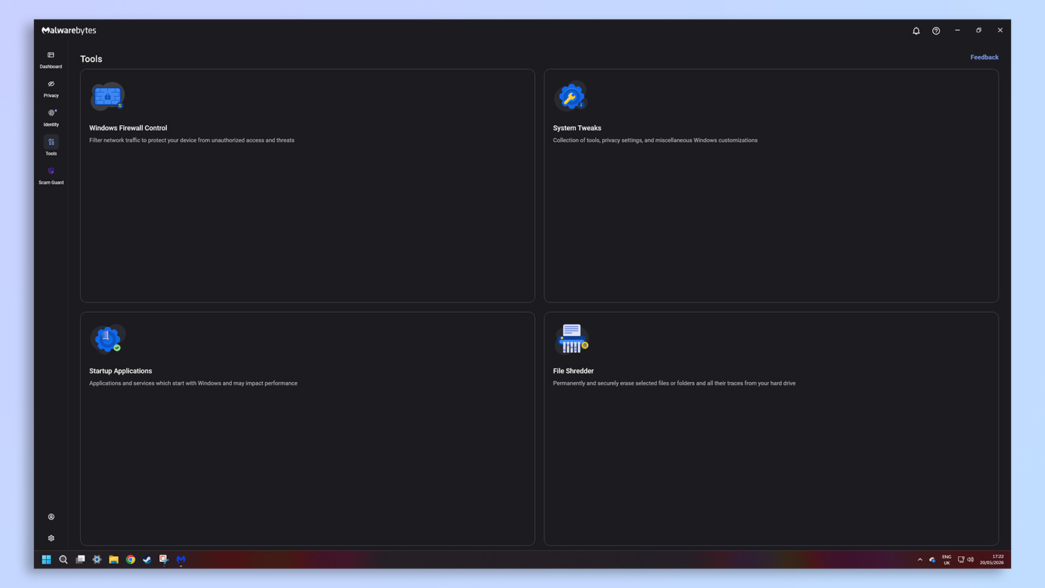 Malwarebytes antivirus software screenshot