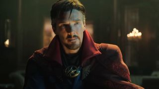 Benedict Cumberbatch as Doctor Strange looking serious in Multiverse of Madness. 