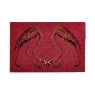 Dunelm Flamingo Coir doormat in pink featuring two flamingos