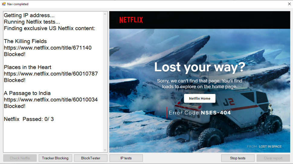 Avast One Gold: Netflix blocked.