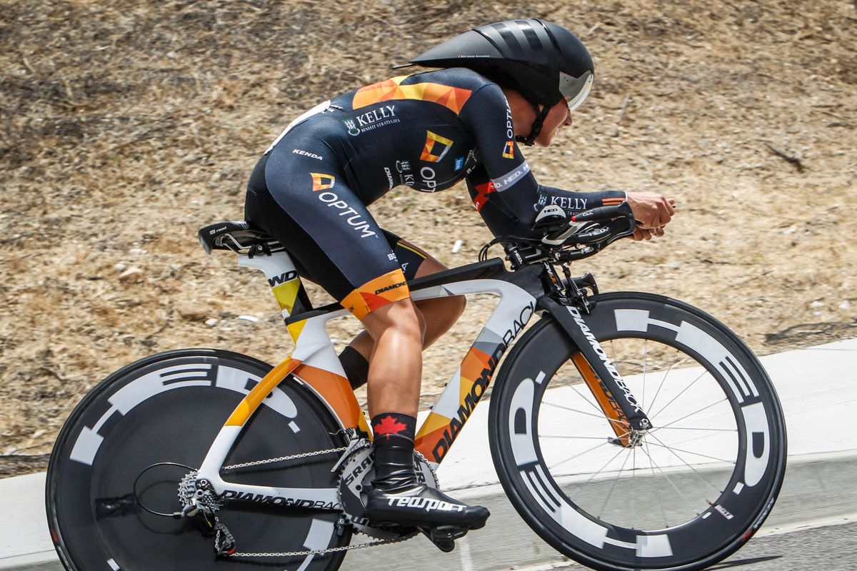 Jasmine Glaesser (Optum) leans through a corner