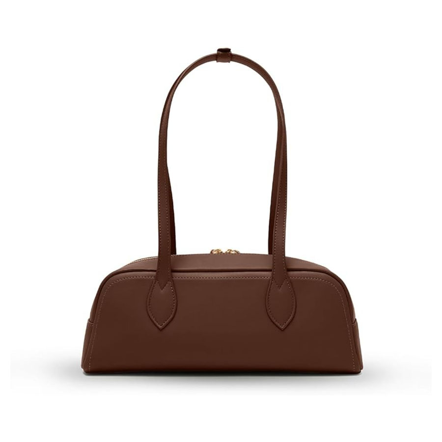 Apryl Shoulder Bag for Women - Brown Purse - Small Shoulder Purses for Women - Cute Trendy East West Handbag Vegan Leather