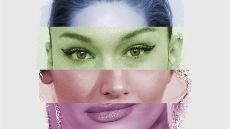A collage image of different parts of four beautiful women's faces to depict pretty privilege